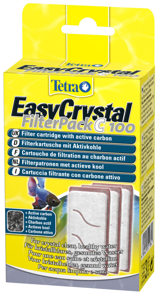 Tetra EasyCrystal FilterPack C 100 Набор картриджей с углем (3 шт. в упаковке) - для аквариума Cascade Globe 6,8л и фильтра Tetra EasyCrystal Filter 100