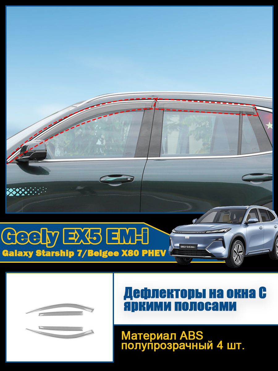 Дефлекторы на окна Geely EX5 EM-i/Galaxy Starship 7 Козырек от дождя на боковом стекле, Дефлектор для окон