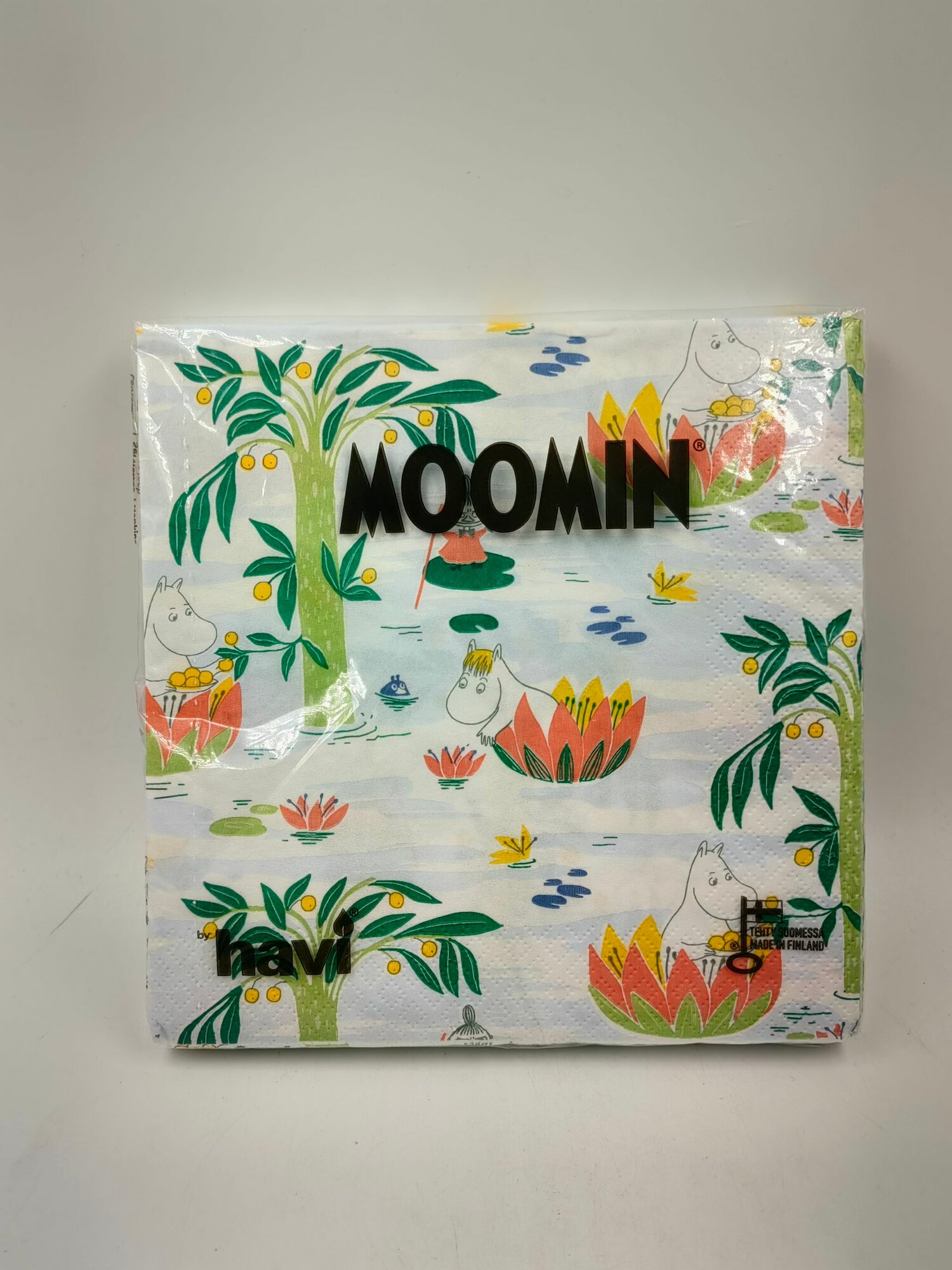 Салфетки бумажные Moomin с изображением Муми-троллей "Приключения", 33х33 см, в упаковке 20 салфеток