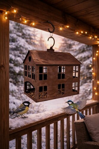 Изображение товара Садовые фигурки для сада и огорода Домик-Кормушка для птиц