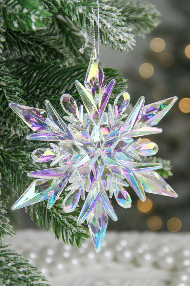 Снежинка ледяная принцесса, акрил, прозрачная радужная, 12 см, Forest Market 200098