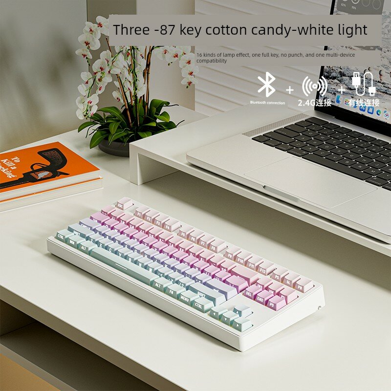 Xingqianzhe Cotton Candy беспроводная Bluetooth механическая клавиатура с мышью с синей переключателем 87 клавиш