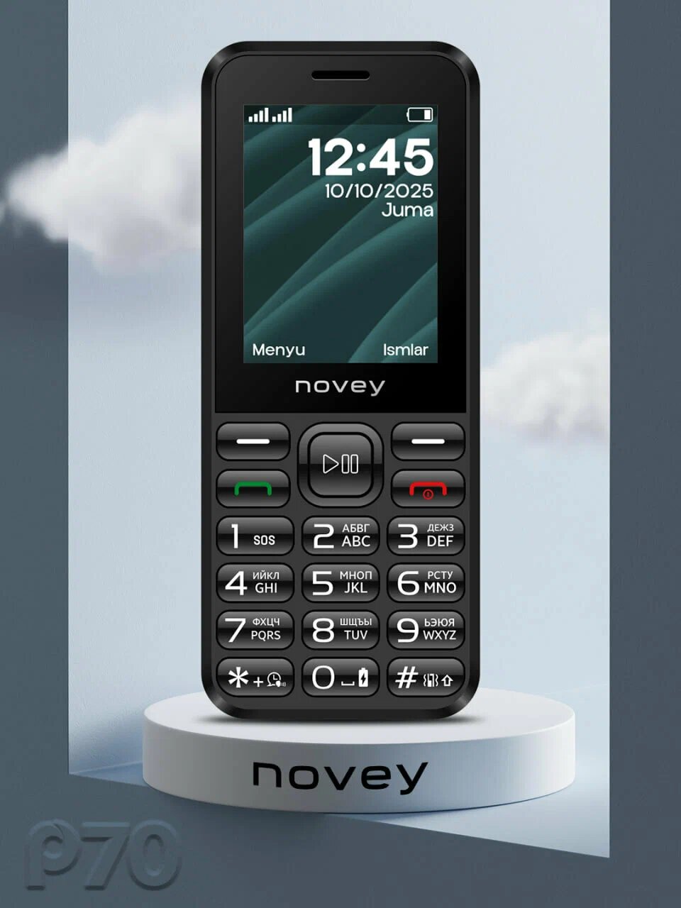 Кнопочный телефон NOVEY P70 без камеры 2-SIM карты,1-SD Card qora