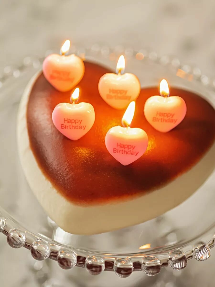Свечи для торта интерьерные "Сердце Happy Birthday", 5 штук