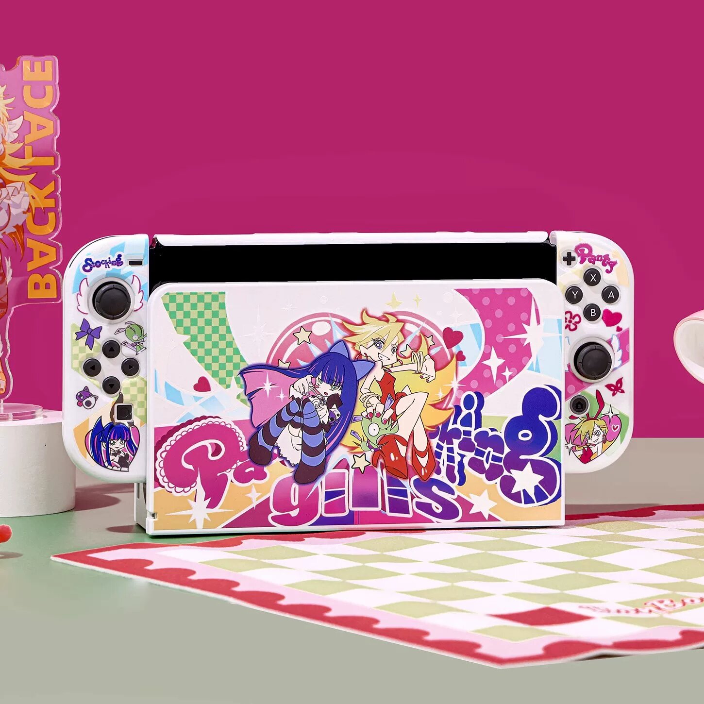Защитный чехол для Nintendo Switch OLED белый с закаленным стеклом и подставкой
