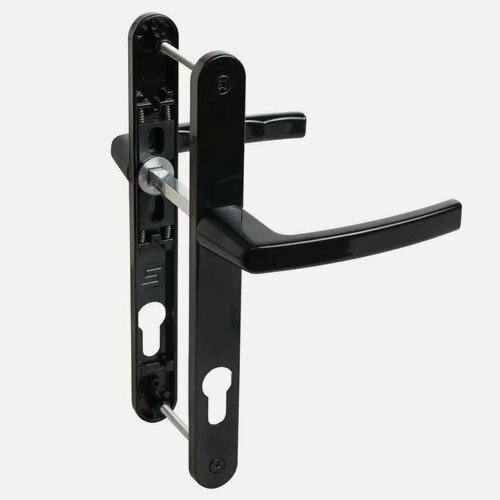 Изображение товара Ручка дверная Булат РФ 85.25.02.9005 урал, комплект на планке для цилиндрового замка, черная, алюминиевый сплав, 2 шт.