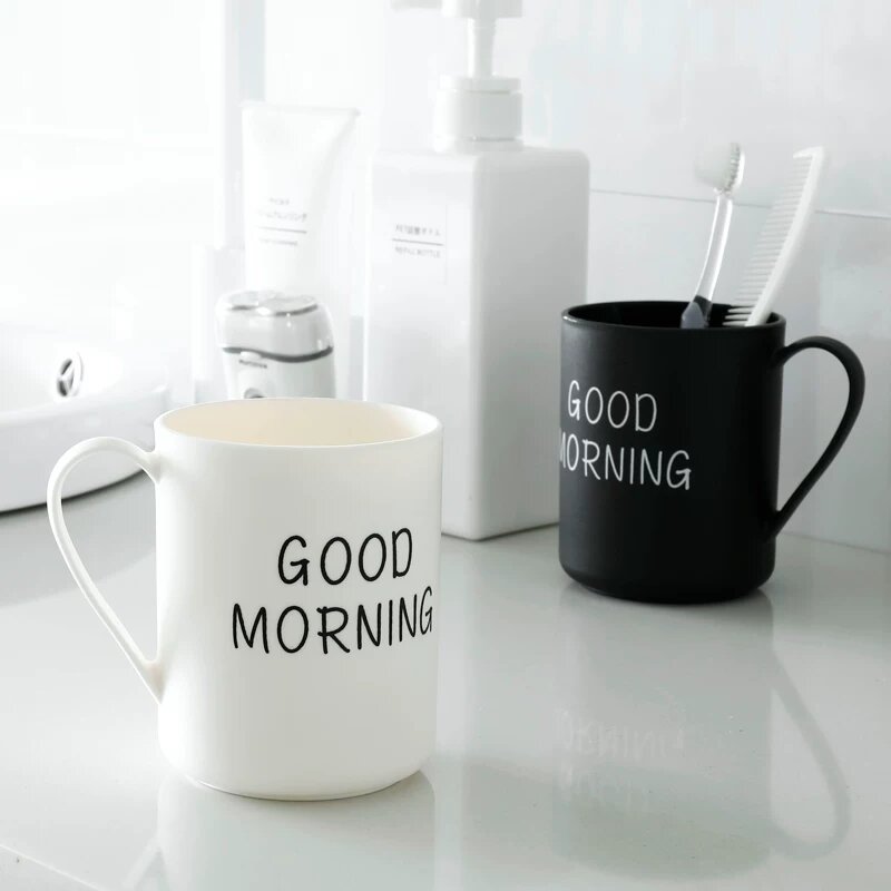 Пластиковая чашка с надписью GOOD MORNING в белом и черном цветах, 200 мл