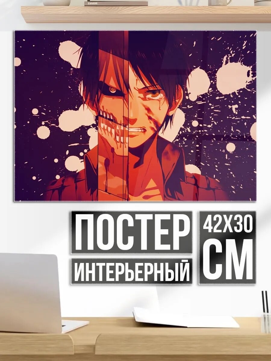 Плакат постер Эрен трансформация