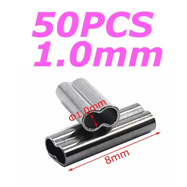 Медные обжимные втулки с двойным стволом для рыбалки 50PCS 1.0x8mm