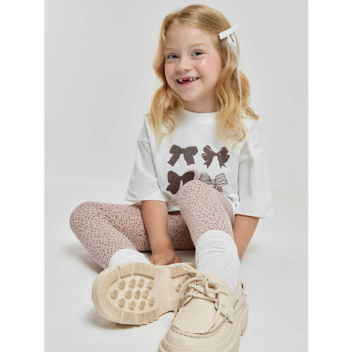 фото Футболка crockid трикотажная футболка для девочки, хлопок, размер 64/122, бежевый