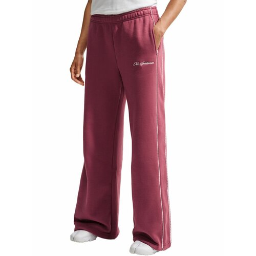 фото Брюки спортивные nike studio fleece medium weight mid-rise wide-leg pants, размер m, розовый
