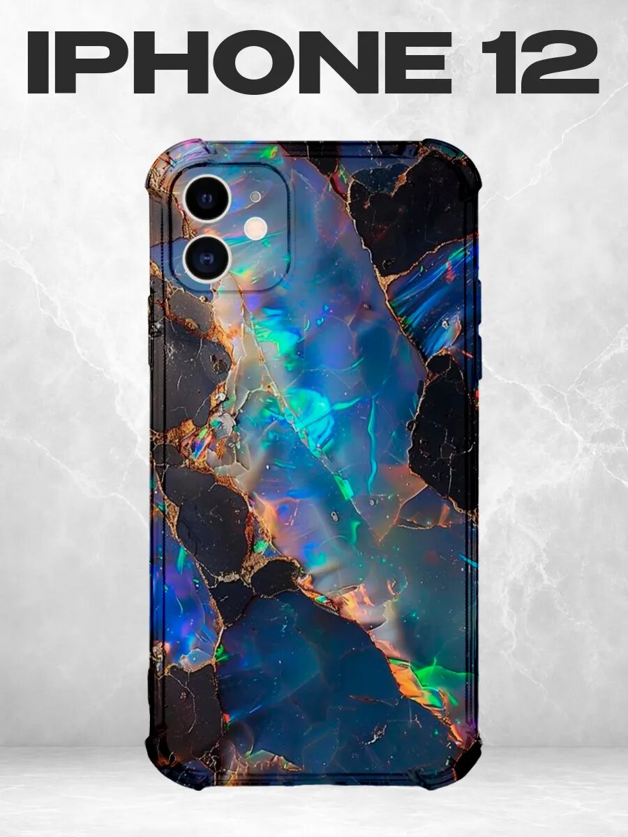 Чехол на iPhone 12 опал камень синий