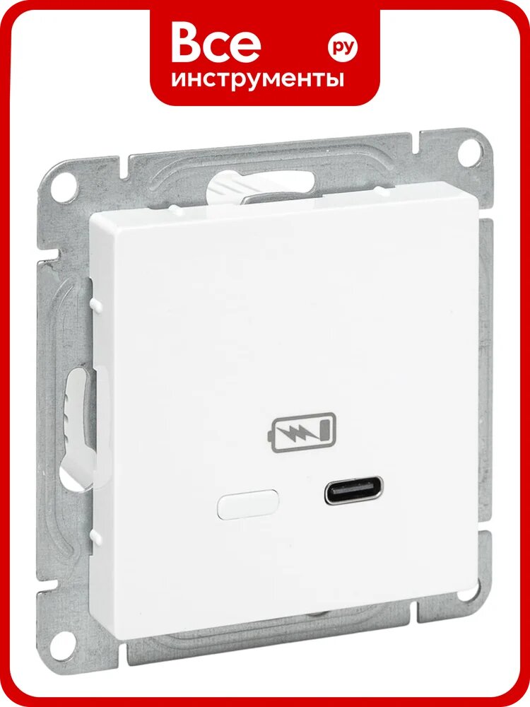 Механизм розетки EKF USB-С, быстрая, белый Эпика UP1-SOW-USBCF