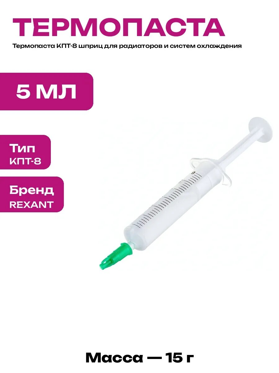 Термопаста КПТ 8 для мощных светодиодов авто шприц 5 мл