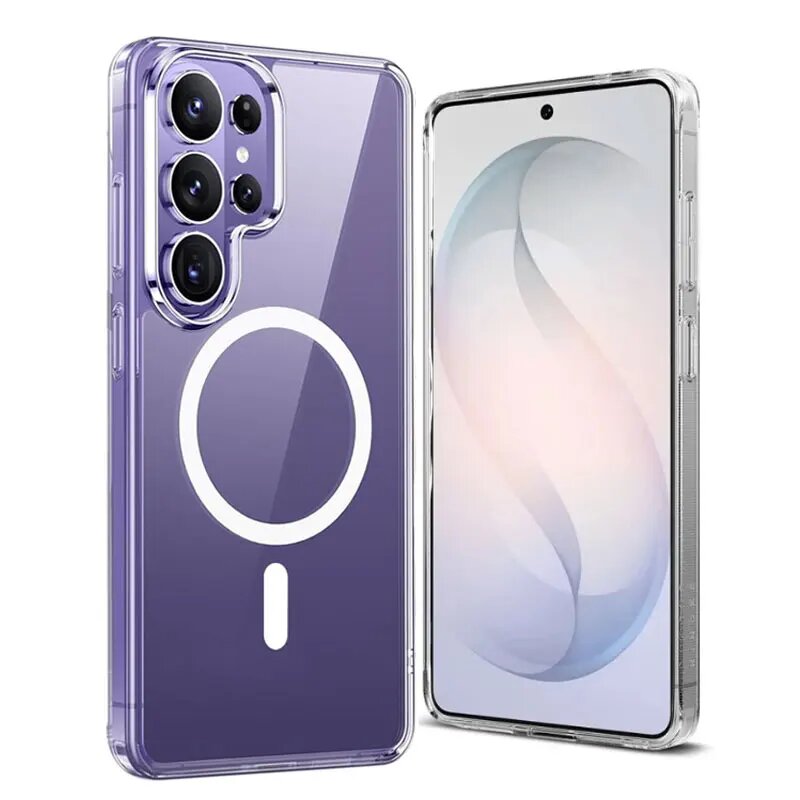 Прозрачный магнитный чехол для Samsung Galaxy S26 Ultra Plus S24 S23 S22 S25 Ultra Plus, противоударный бампер Magsafe, чехол из ТПУ