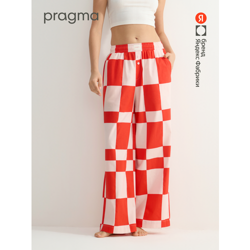 фото Брюки pragma prism женские из хлопка с эластаном, карманы и завязки, размер 2xl, розовый