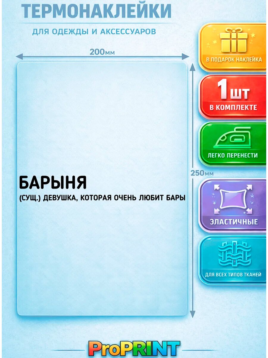 Термонаклейка на одежду надпись барыня