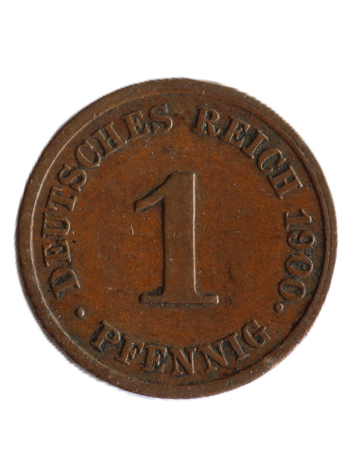 Подлинная монета 1 пфенниг Германия 1900 года J