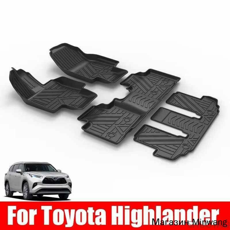 Коврики в салон Toyota Highlander 2021-2025, оригинальный размер, резиновый полимер TPE, идеальная посадка, новые