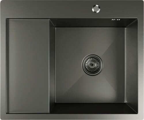 Изображение товара Мойка кухонная Mixline Pro 552929 металлическая, 60x50, прямоугольная, мойка для кухни, с крылом, черная, серая, матовая