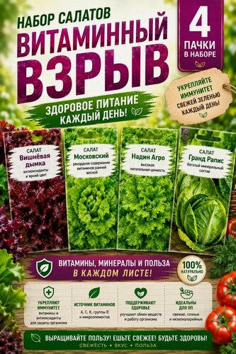 Изображение товара Семена Набор Салатов "Витаминный взрыв" 4 шт