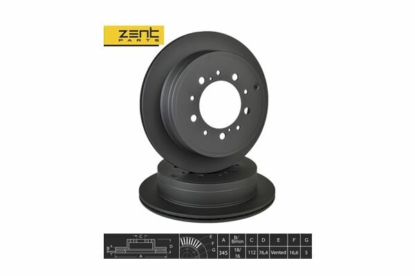 ZENTPARTS Диск тормозной задний для Toyota Land Cruiser 200 4.7/4.5D 07>, Lexus LX 5.7 08>