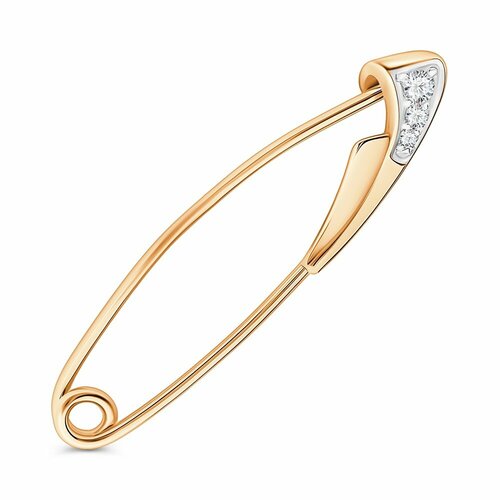 фото Брошь 585gold, серебро, 925 проба, золочение, фианит, , белый