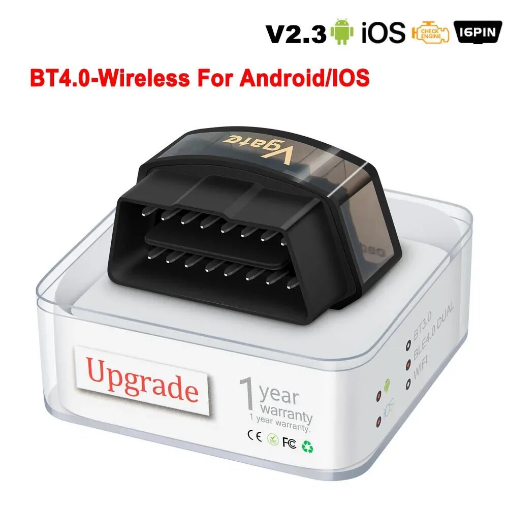 Автомобильный диагностический сканер Vgate iCar Pro V2.3 ELM327 OBD2 WIFI считыватель Vgate BT4.0