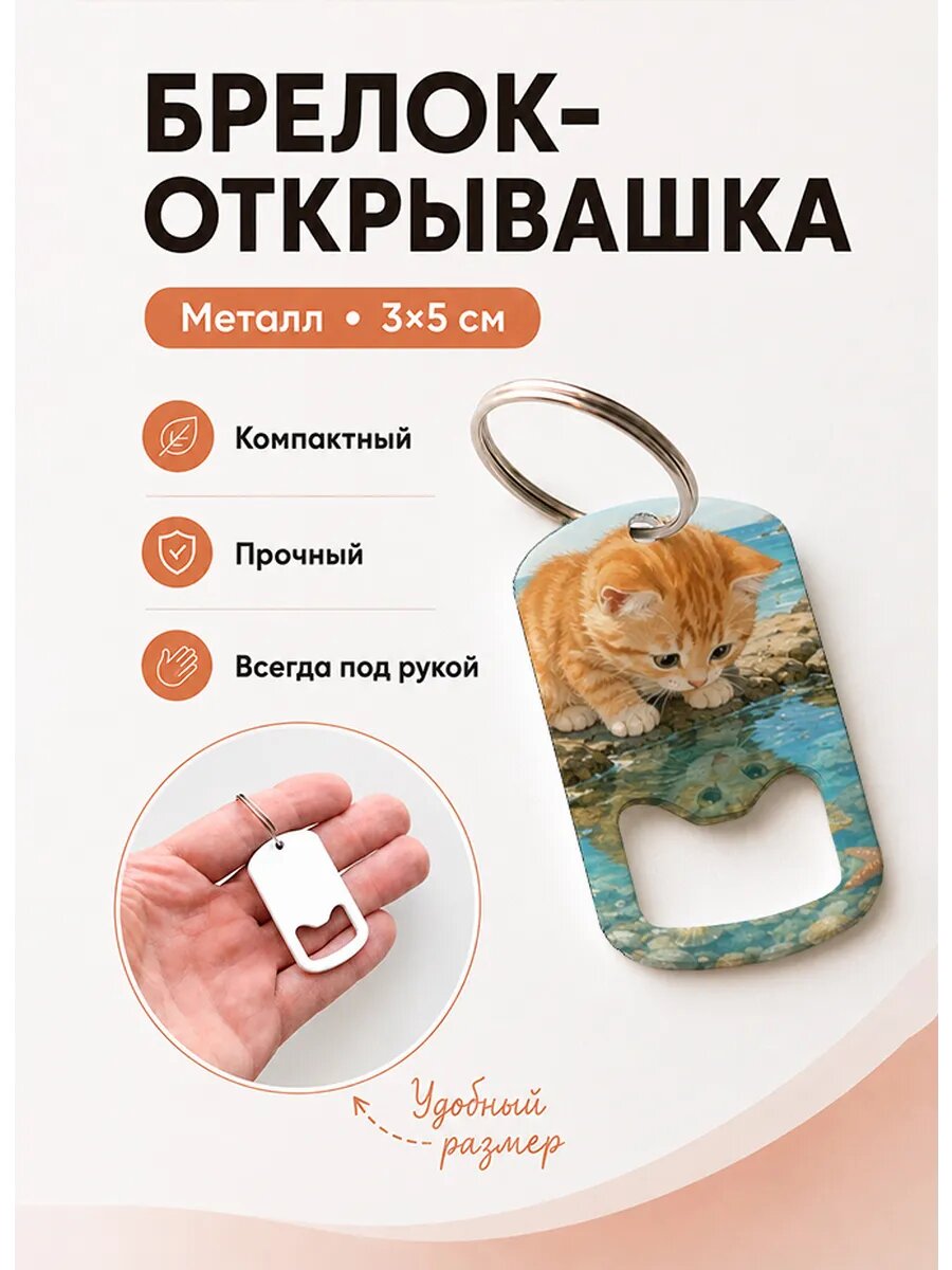 Брелок открывашка "Рыжий Кот у Морской Лужи"