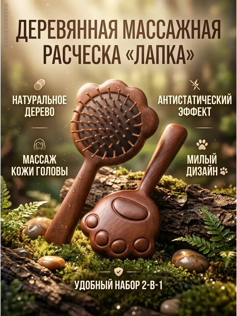 Расческа массажная из сандалового дерева Лапка