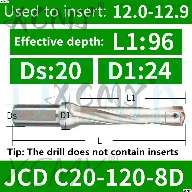 Сверло JCD C20-120-8D, L1:96, Ds:20, D1:24