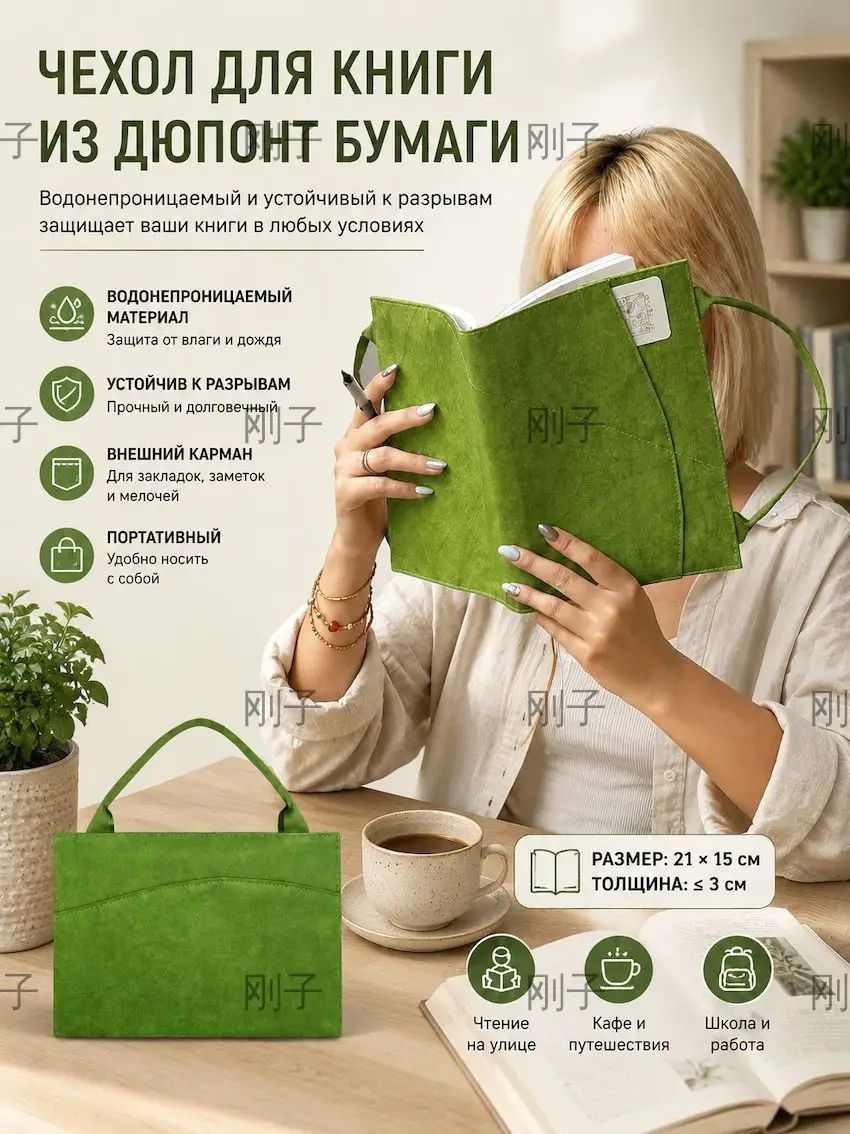 Обложка для книг из бумаги Дюпон с ручкой, водонепроницаемая и устойчивая к разрывам, форматы А5/В5, с внешним