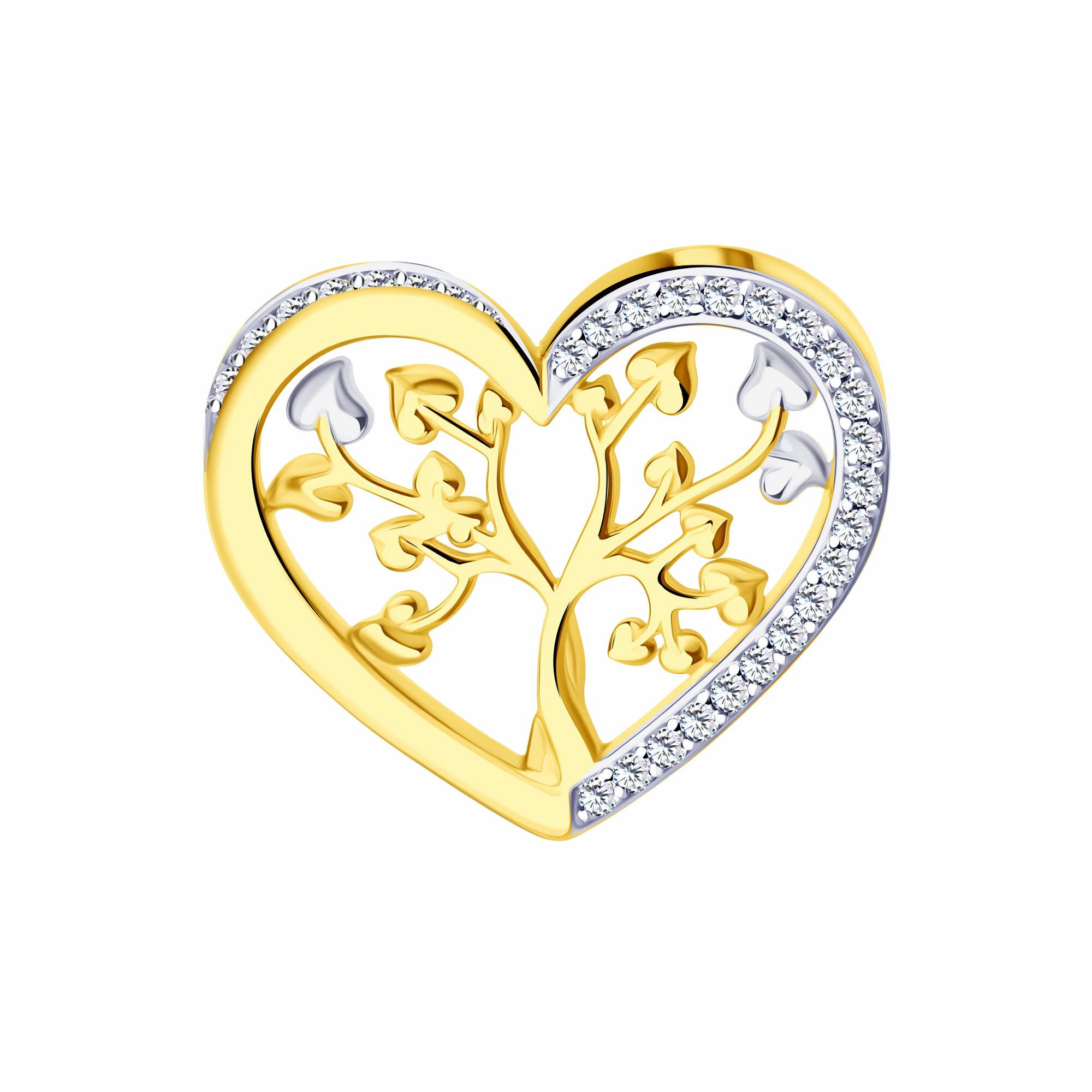 Подвеска Diamant online, желтое золото, 585 проба, фианит