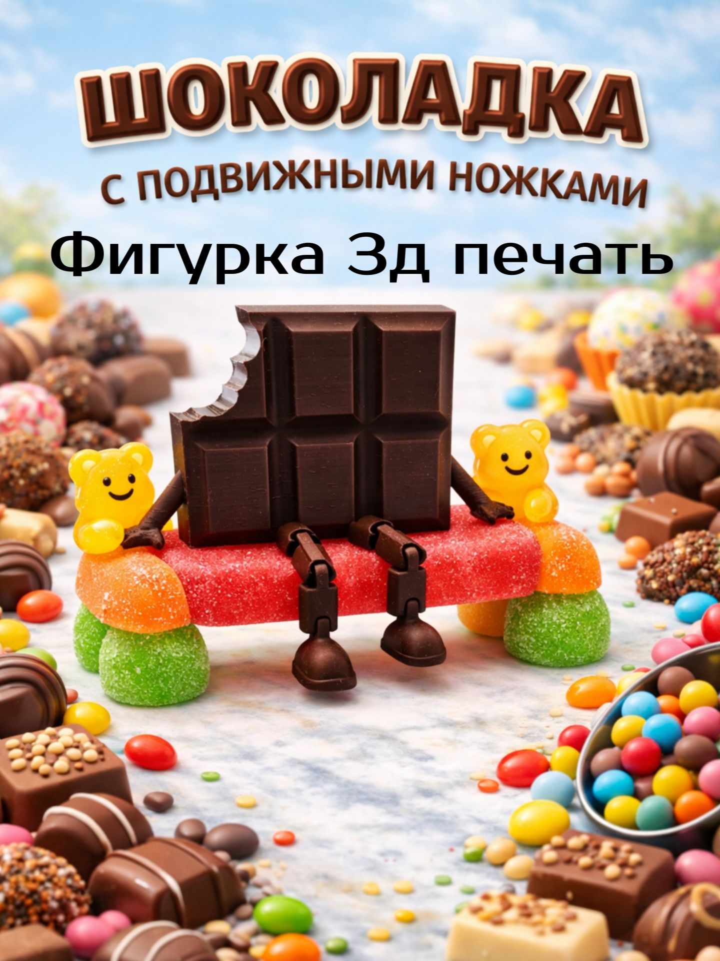 Фигурка-антистресс Шоколадка с подвижными ножками