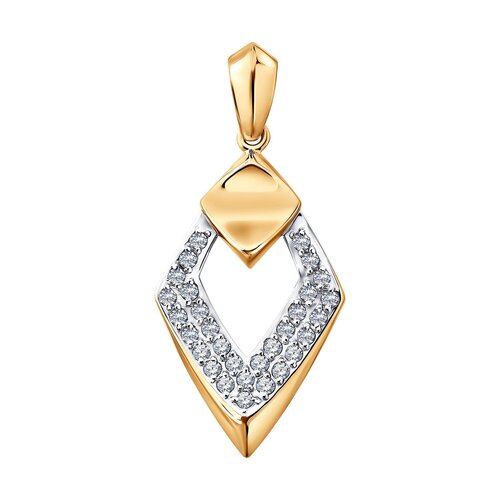 фото Подвеска diamant online, красное золото, 585 проба, фианит, размер 3.1 см., прозрачный