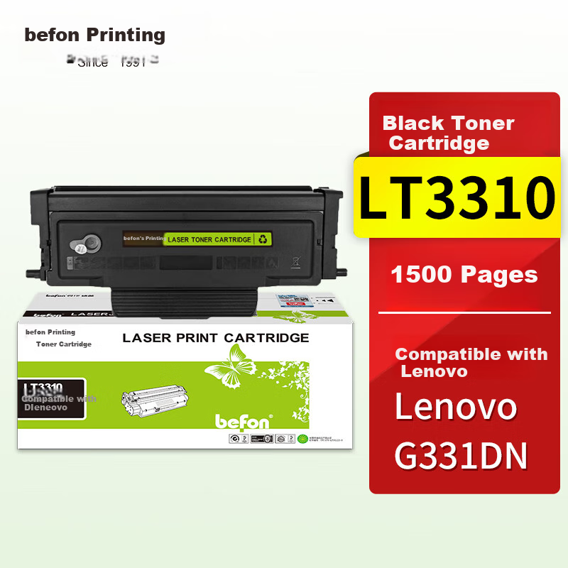 Картридж Befon LT3310 для принтера Lenovo G331DN черный стандартная емкость 1500 страниц Цвет：Черный стандартный