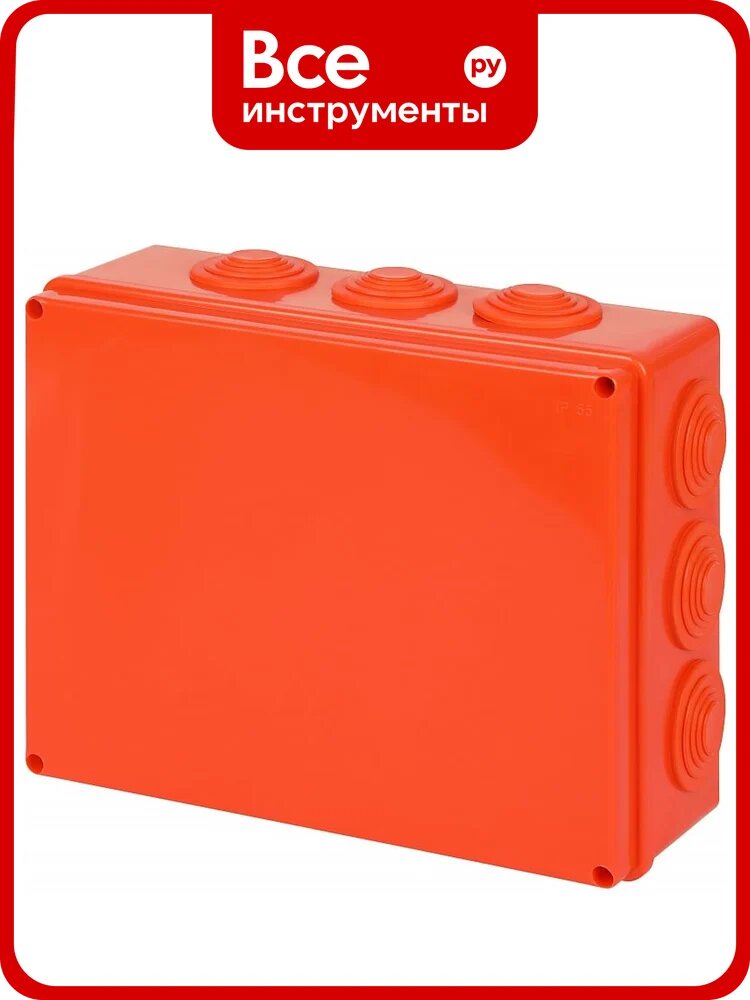 Распаячная коробка ЭРА KORv-240-190-90-12g-OR-FR ОП огнестойкая 240х190х90мм оранжевая на винтах 12 вх. IP55 Б0071912