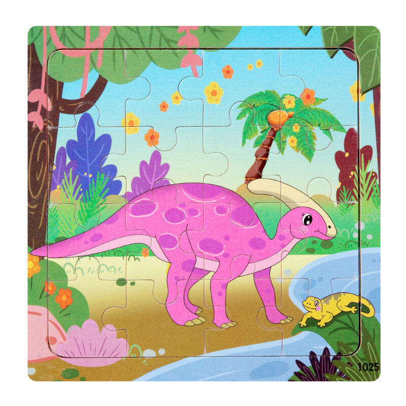 Деревянный пазл развивающие игрушки для детей 3-6 лет мультяшные животные динозавры настольная игра для мальчиков и