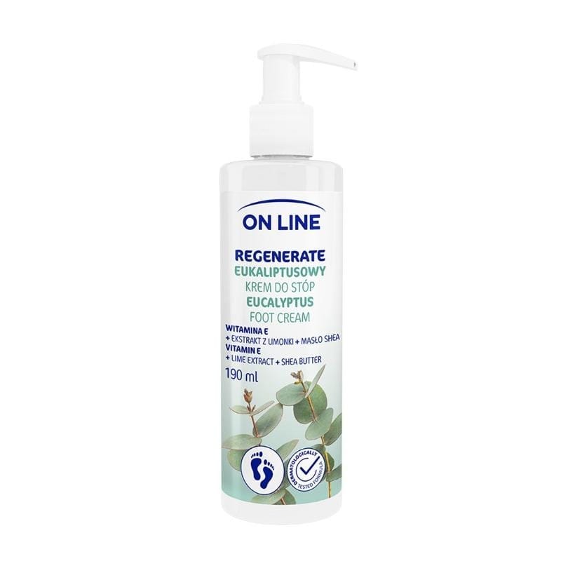 Крем для ног On Line Regenerate с эвкалиптом, 190 мл