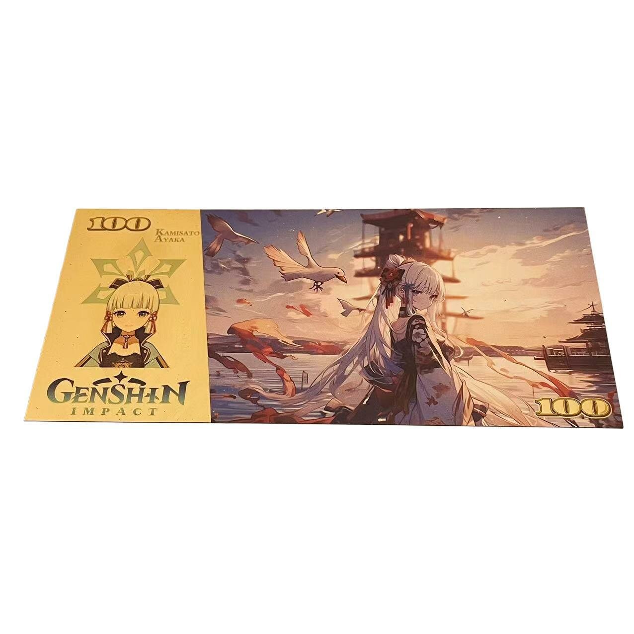 Коммеморативные банкноты Genshin Impact: пластиковые золотые фольгированные монеты (15.5x7.6 см) - Вариант пять