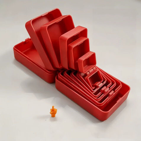 Трансграничный 3D-печатный красный сюрприз-бокс в виде матрешки, реквизит для розыгрышей, со встроенной миниатюрной статуэткой в виде среднего пальца, 6 уровней.