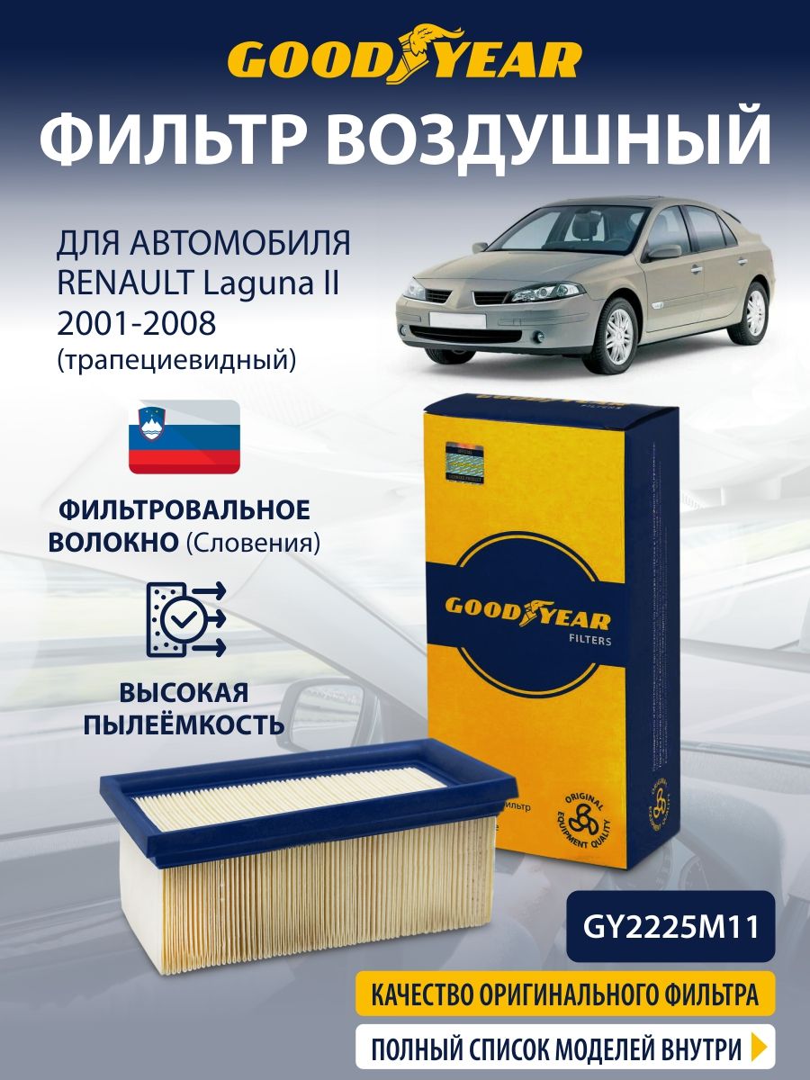 Фильтр воздушный RENAULT Laguna 2 (Рено Лагуна 2 трапеция) 2001-2008