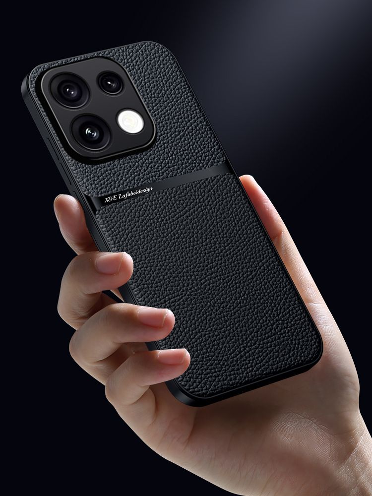 Роскошная кожа чехол для OPPO Reno16 Pro 5G , c защитой камеры, Встроенная металлическая железная пластина