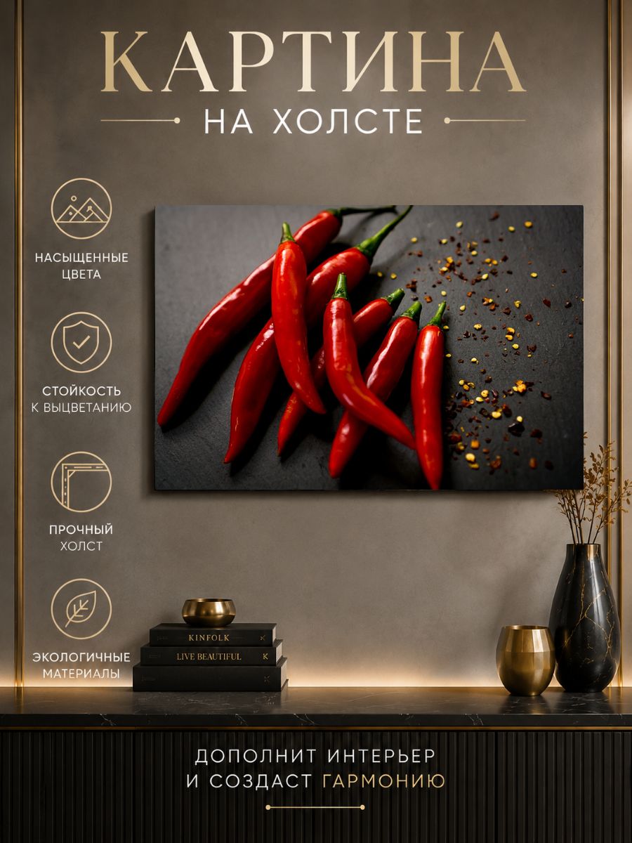 Картина на холсте Чили-перец 30x20 см