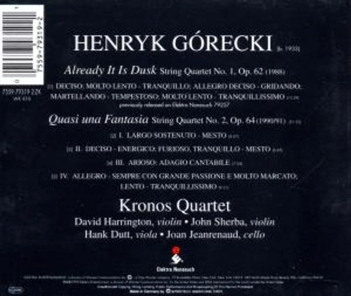 CD диск Kronos Quartet - Gorecki: String Quartets 1, 2 (CD) 2000, Jewel Case — фото 1