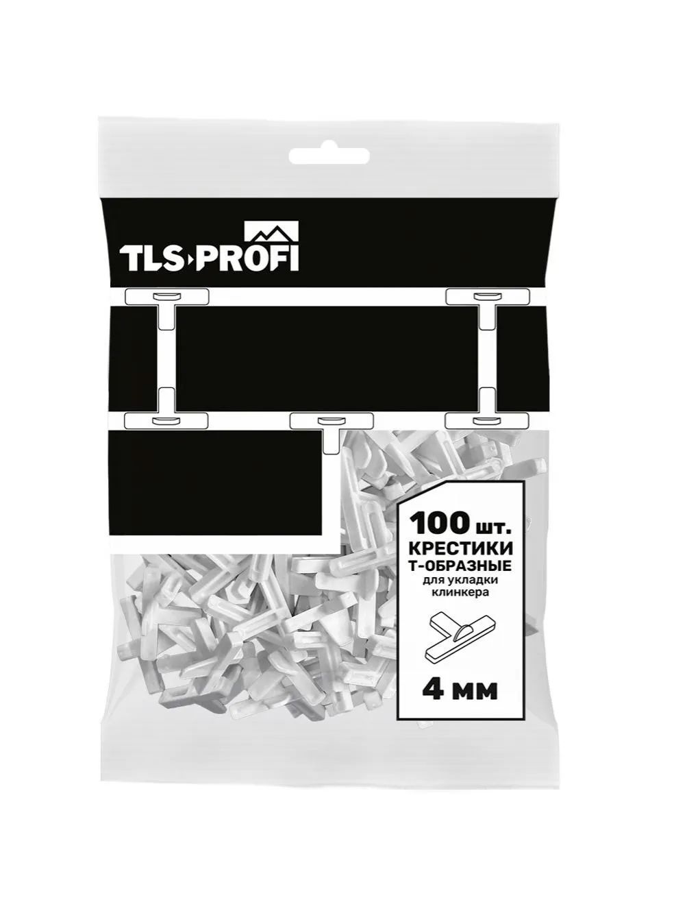 Набор Крестики Т-образные для укладки клинкера TLS-Profi 4мм (10 пакетов по 100 шт)