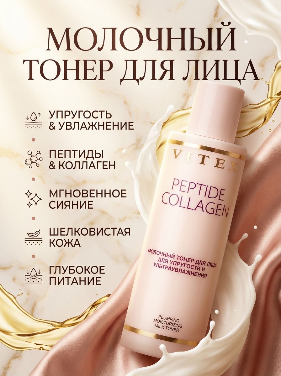 VITEX Peptide Collagen молочный тонер для лица упругость, ультраувлажнение и сияние кожи