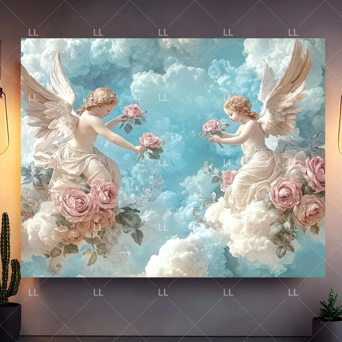 Виниловый фон для фотосъемки "Небесные ангелы" 270x180cm, LL203-28