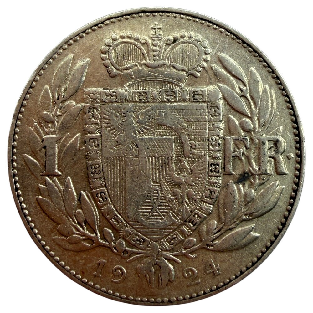 Лихтенштейн 1 франк 1924 г. (Лот №3)
