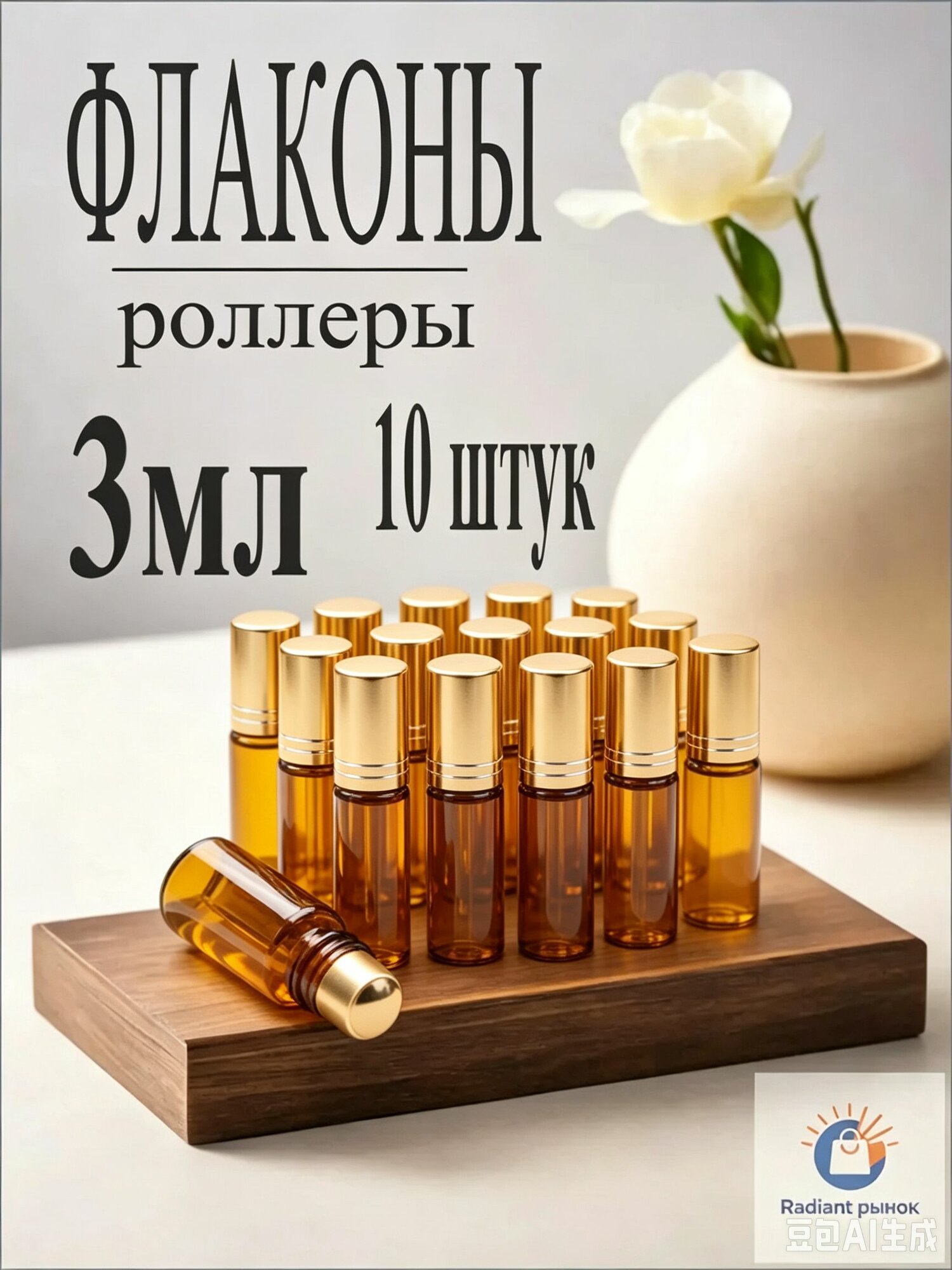 Флаконы роллеры для эфирных масел 3 мл - 10 шт.